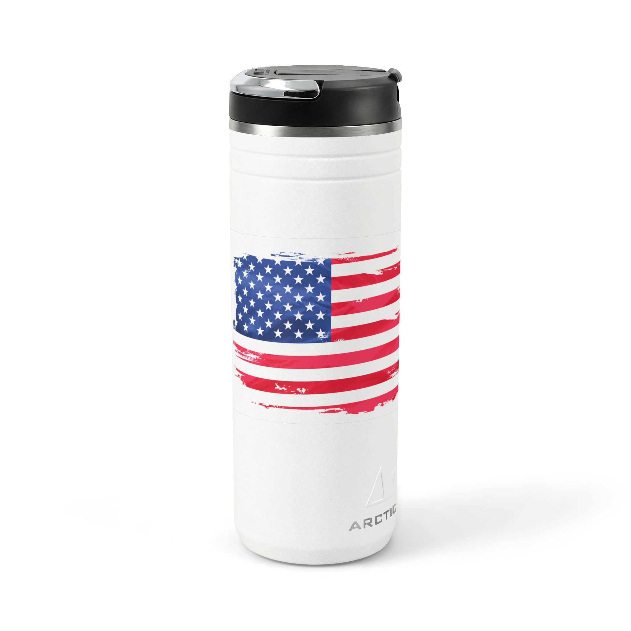 24oz Titan Thermal Tumbler with Distressed American Flag – Insulated Straw Travel Bottle