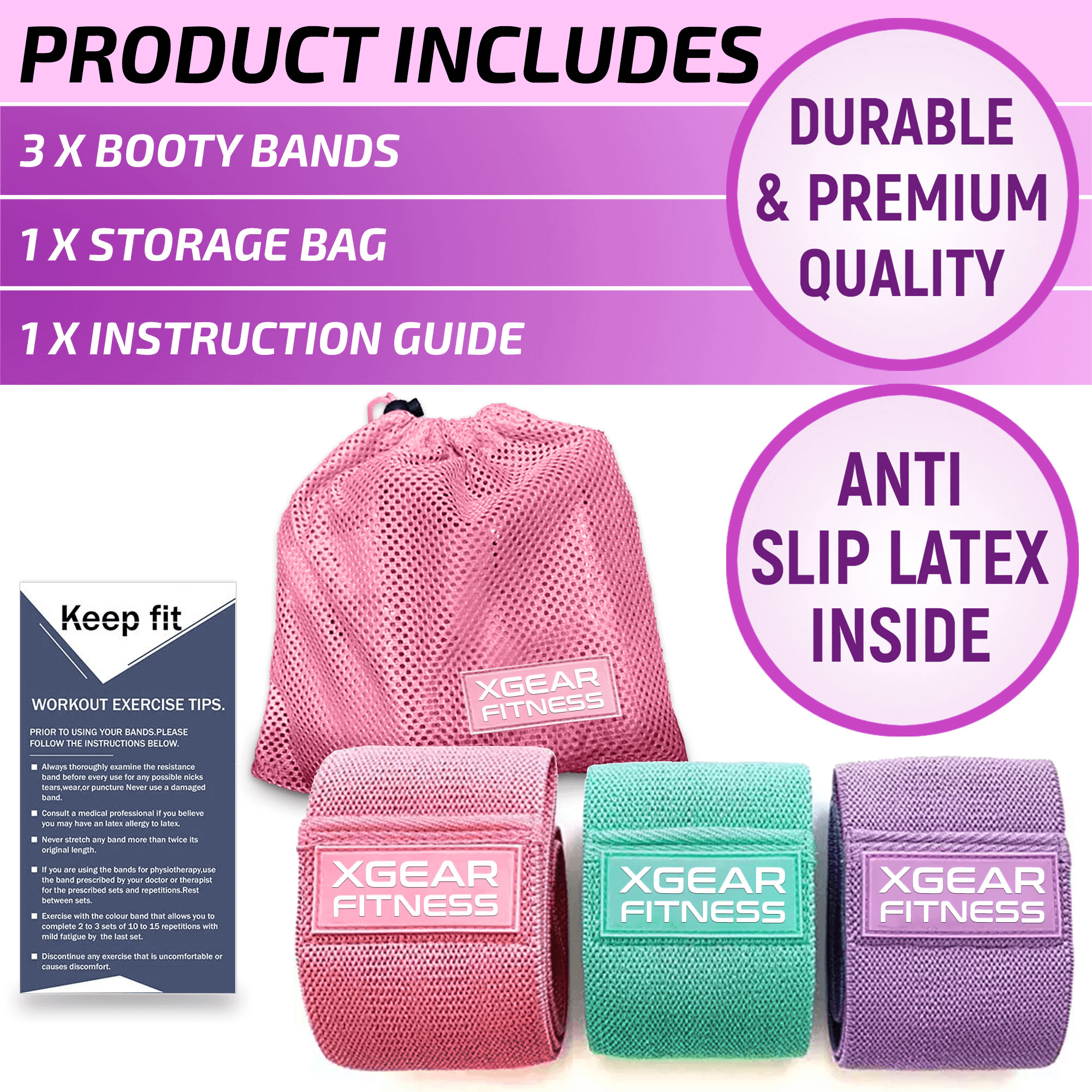 Women's Butt & Hip Resistance Bands — Set of 3