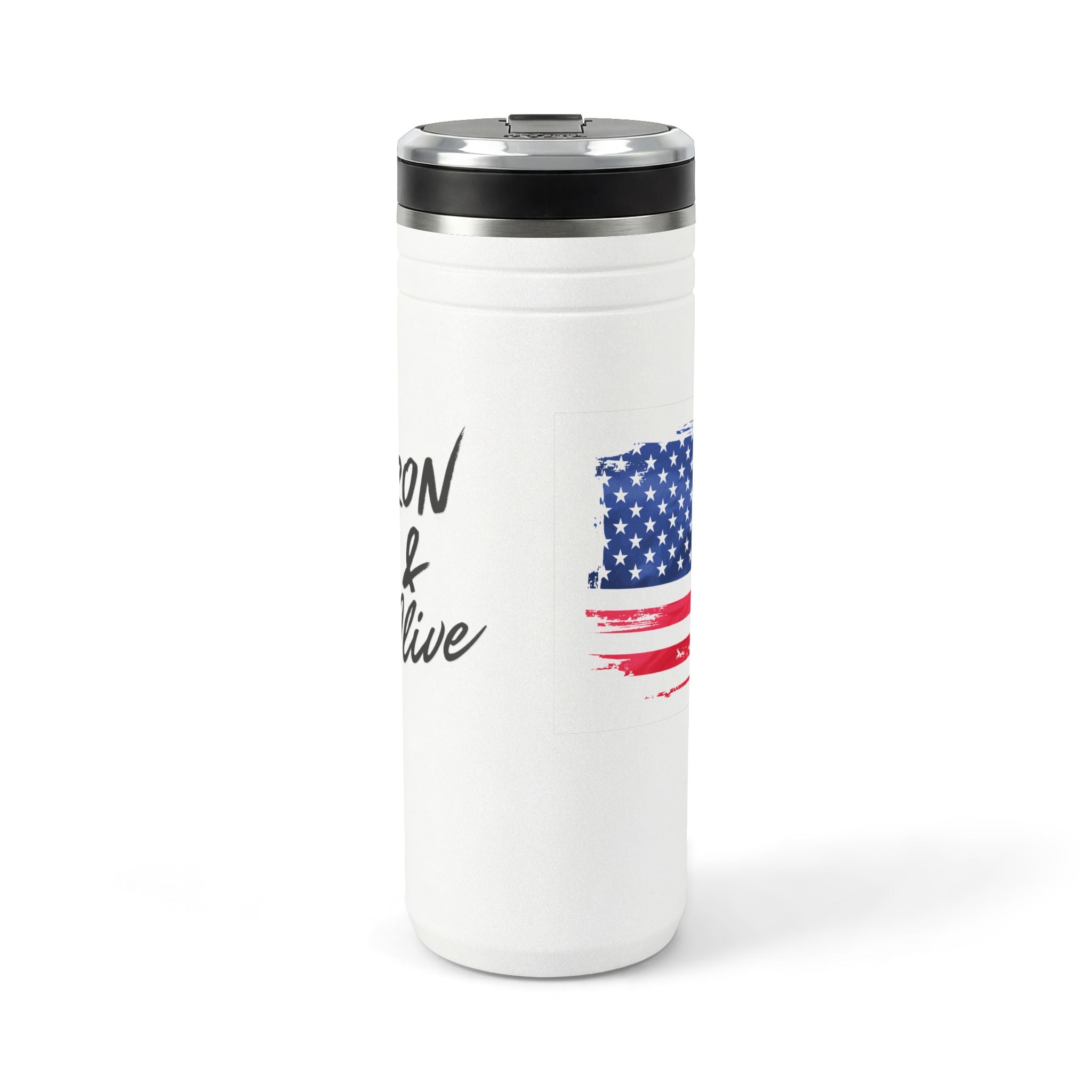 24oz Titan Thermal Tumbler with Distressed American Flag – Insulated Straw Travel Bottle