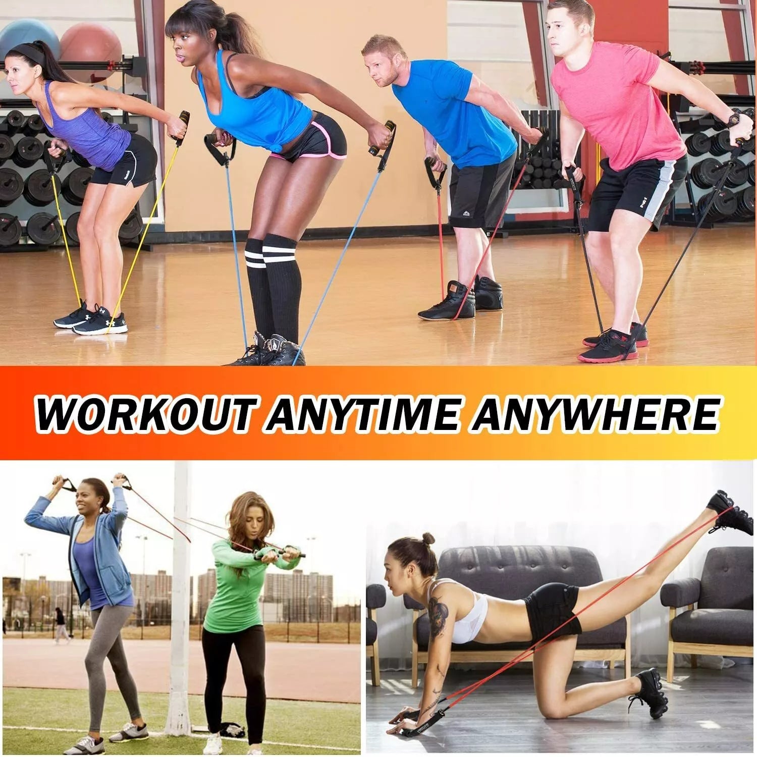 Exercise Resistance Bands with Handles & Door Anchor